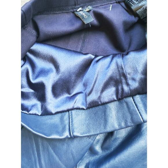 Marciano 100% Lamb Leather Front Leggings Small Dark Blue Edgy Lived in Luxe - Picture 11 of 12